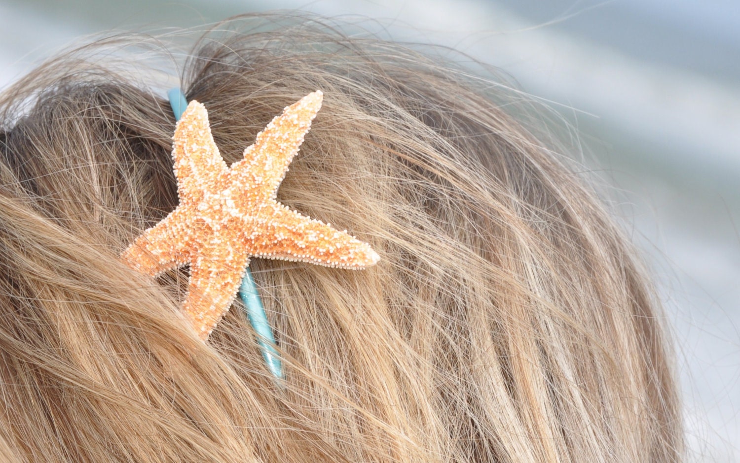 Sugar Starfish on aqua teal turquoise headband Mermaid Hair