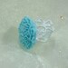 Beautiful Aqua Blue Ruffle Flower Ring on Vintage Style Delicate White Enamel Filigree Ring Base