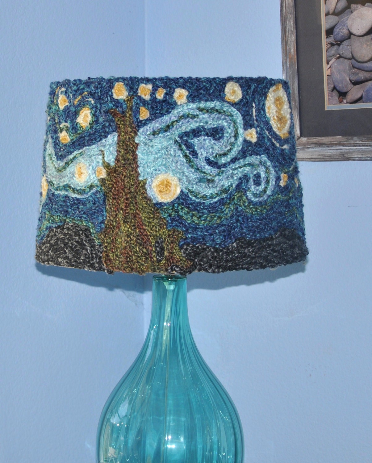 RESERVED LISTING for Mollie Starry Night Lamp Shade Van Gogh Lamp Shade Inspired Fiber Art