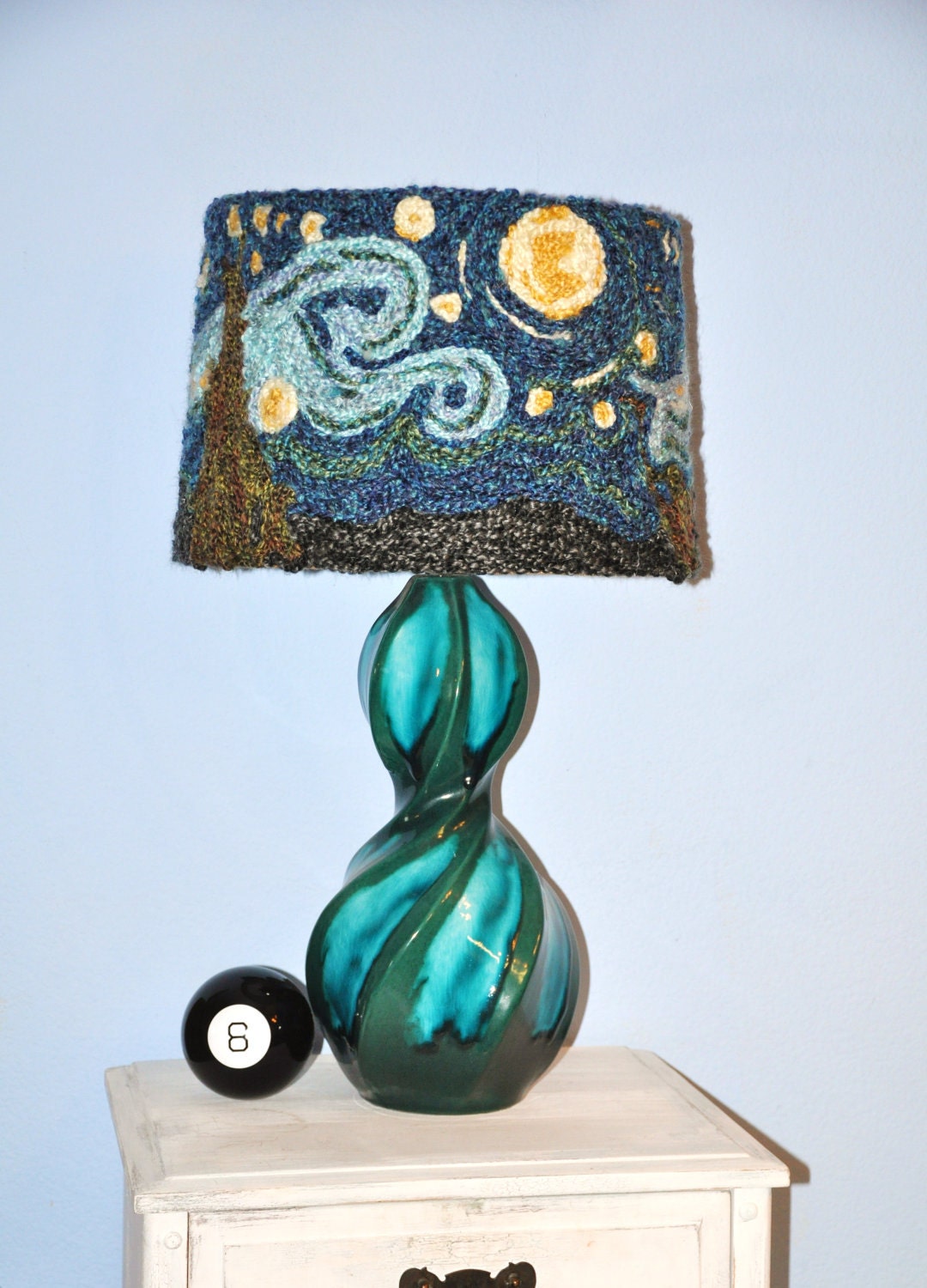 RESERVED LISTING for Mollie Starry Night Lamp Shade Van Gogh Lamp Shade Inspired Fiber Art
