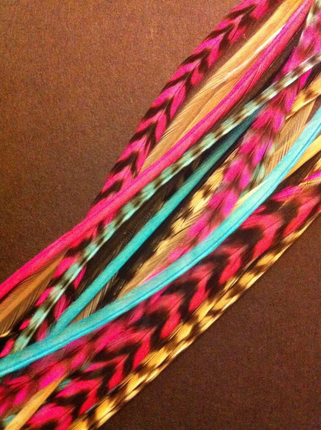 5 Skinny, Extra Long Feather Hair Extensions - Punk Princess XL - hair feather extensions kit, DIY hair feathers