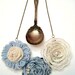 French Cottage Bib Necklace -- Vintage Blue & Cream Colored Fabric and Lace Flowers Bib Necklace, OrginalOOAK Handmade