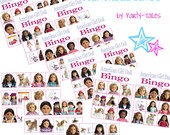 American girl Doll Printable birthday party BINGO Game for 12 and Call out Cards