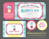 Printable DIY Circus Birthday, Circus Baby Shower, Carnival Invitations, Circus Invitations Ticket Invitation, Baby Shower Invitations