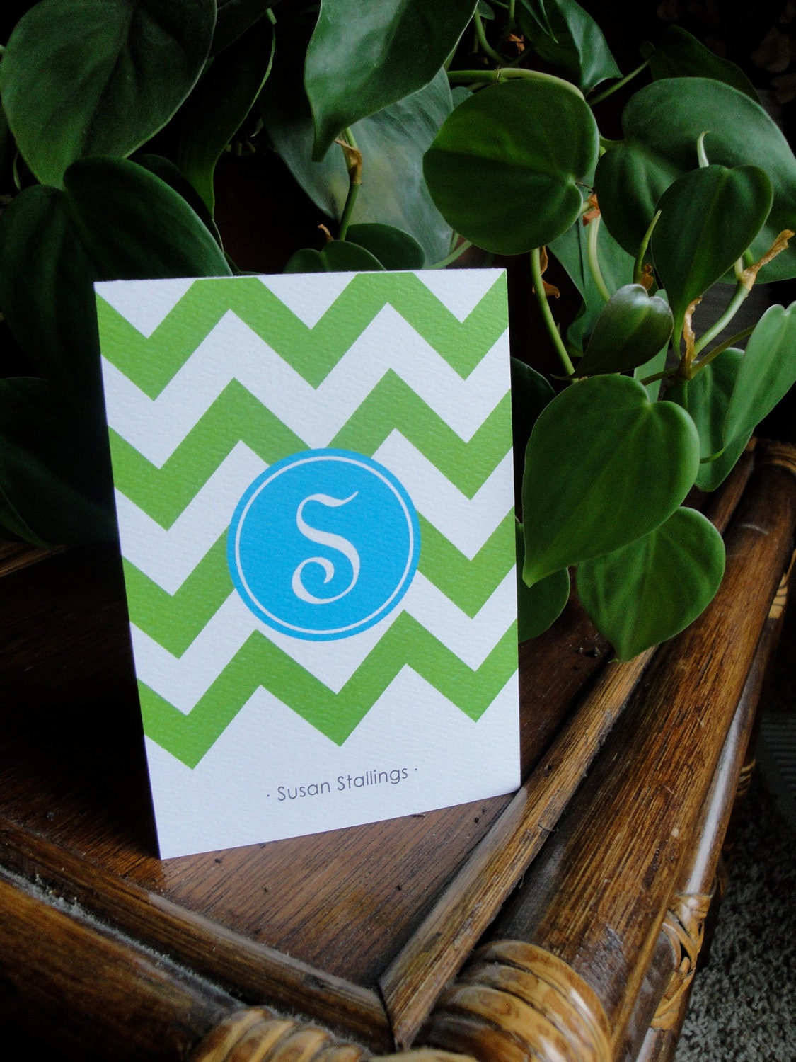 Stationery Set, Modern Notecards, Monogram Stationery, Folded Cards, Chevron Cards, Contemporary, Orange Stationery CHOOSE COLORS