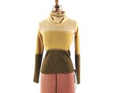 Vintage 1970's Golden METALLIC Sparkle Cowl Neck Sweater M