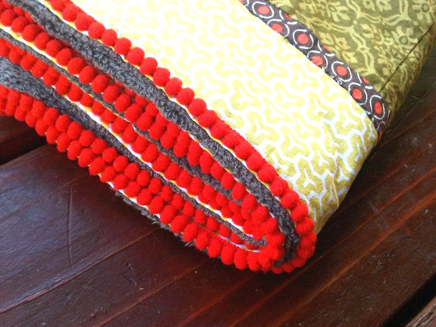 Baby QUILT - Vintage Owl - Grey Minky Backing - Red Mini Pom Pom Border - STANLEY CLYDE Line By AddieGertrude Collections
