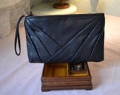 Vintage Prussian Blue Faux Leather Clutch
