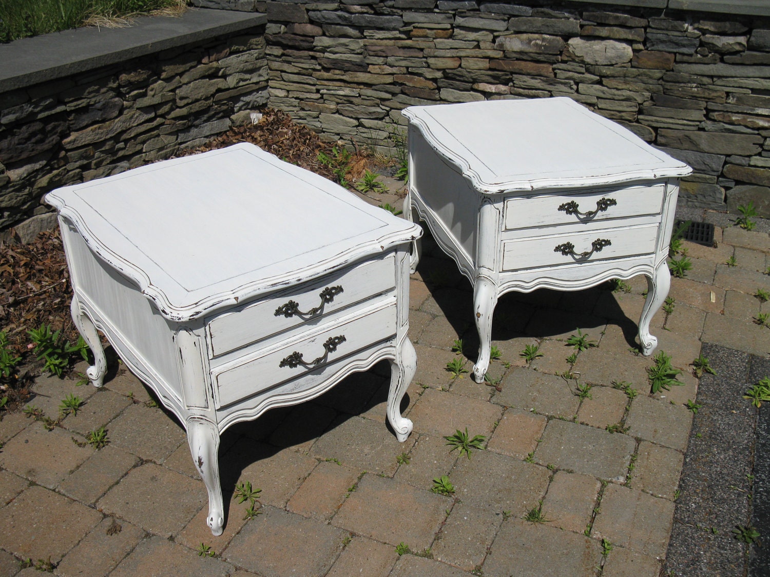 Chic and Shabby Pair of End Tables / Side Tables