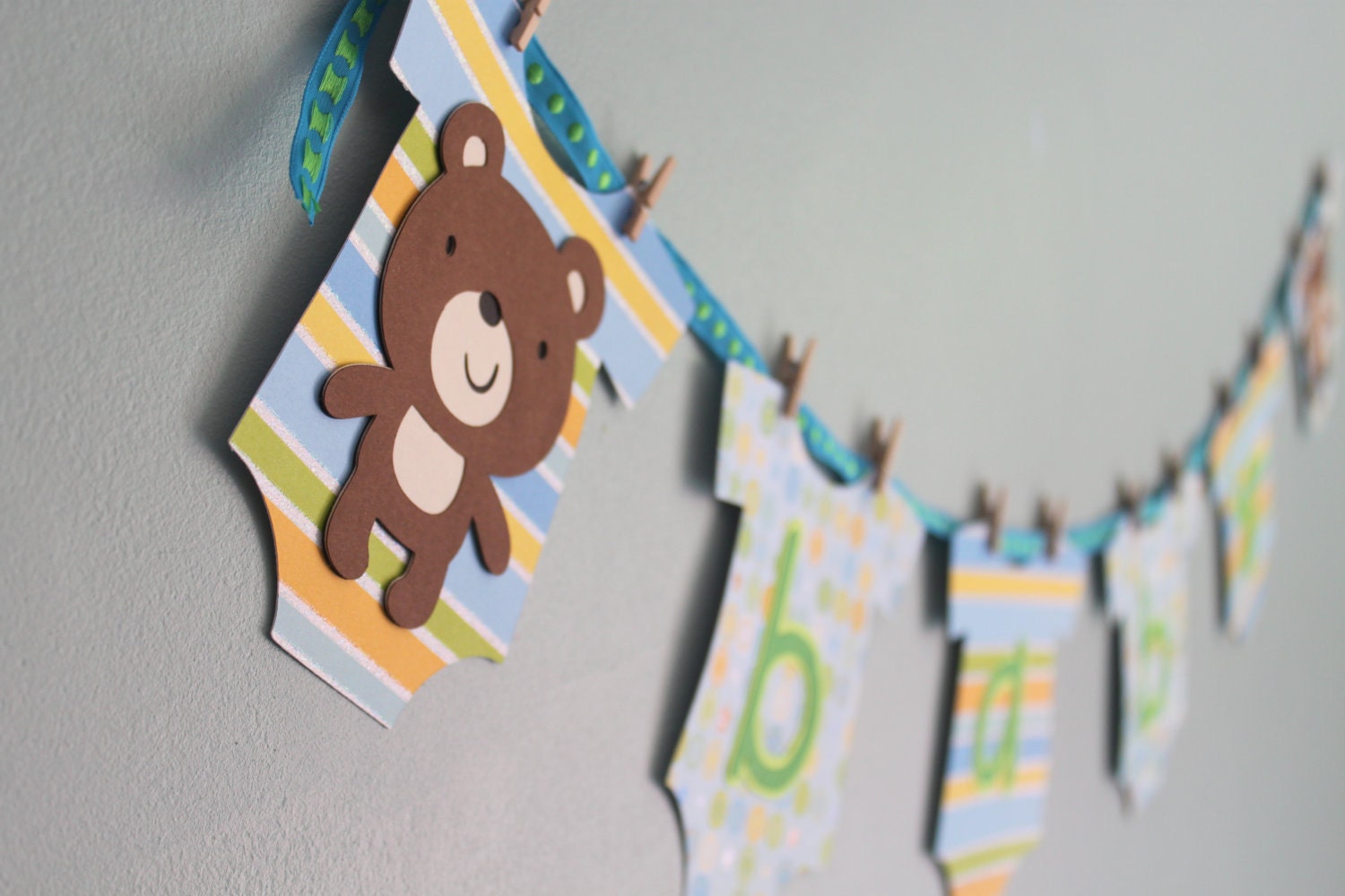Teddy Bear Baby Shower Banner, Boy - calladoo