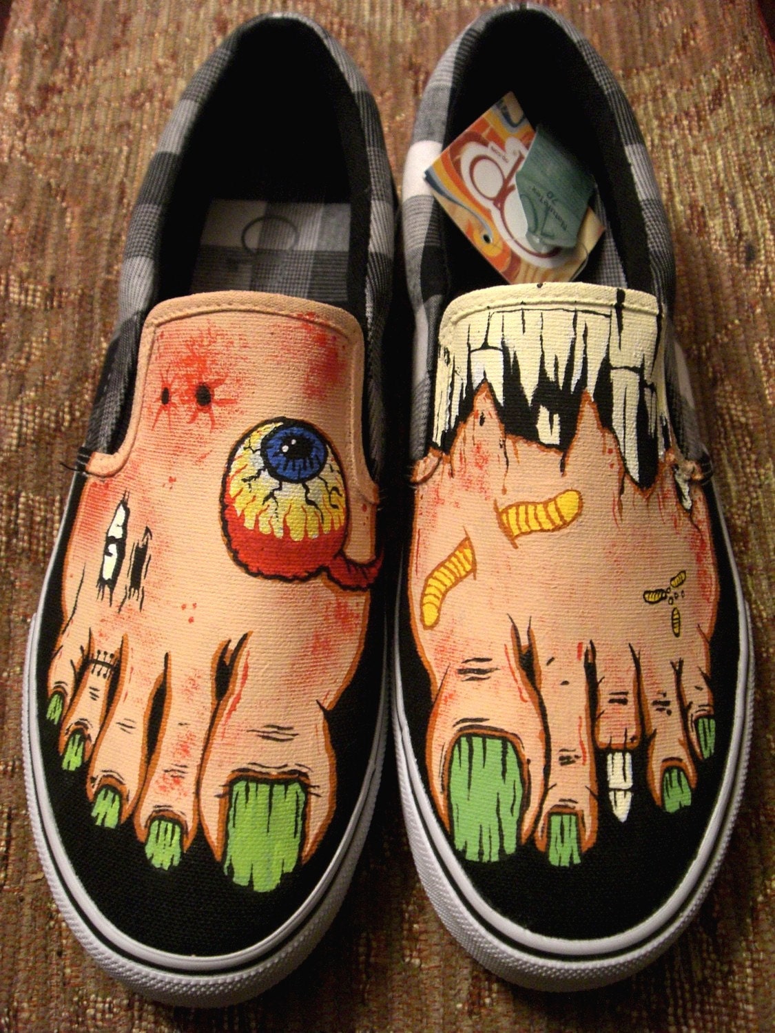 Items similar to Handpainted Fleshtone Zombie Shoes (VANS