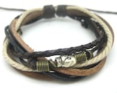Cuff Leather Rope Metal Bracelet Adjustable B261