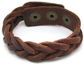 Jewelry Bangle unisex bracelet   Brown Leather Cross Weave Bracelet Adjustable 1SZ-LH-006