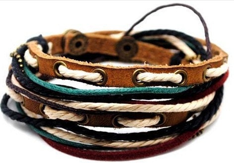 punk rock bracelet jewelry bangle women bracelet man bracelet Cuff Leather bracelet Ropes bracelet and metal bracelet Woven Snapper 1s