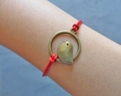 bangle jewelry  bracelet women bracelet girl bracelet made of antique bronze bird and red hemp ropes bracelet cuff SH-0369