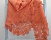 Warm orange shawl with  decorative border. Mother's Day Gift - calicja