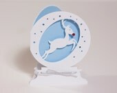 Reindeer Greeting Card, Cut Reindeer Silhouette in Snow Globe, Holiday Card