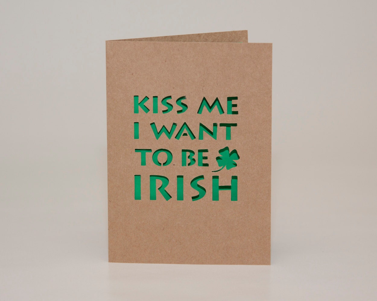 St. Patrick's Day Card, Typography Cut Paper Card - starflycreations