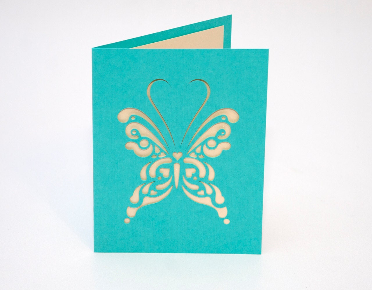 Turquoise Butterfly Card with Shimmering Cream Liner