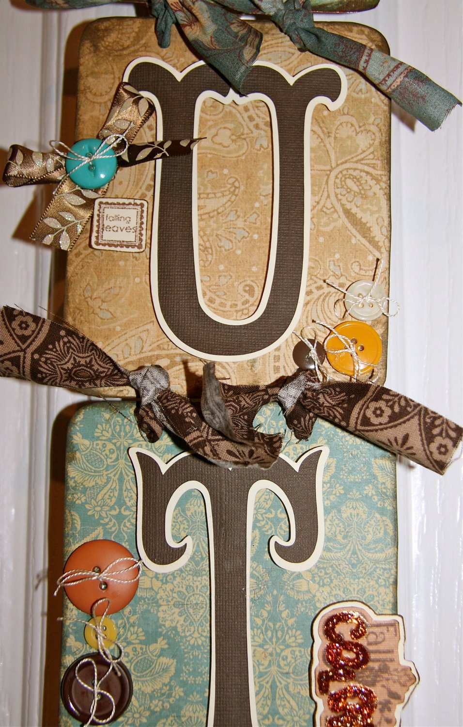 Fall/Harvest/Thanksgiving/Autumn Decor Sign Boutique Blocks /Autumn Decor Harvest Yellow & Brown AUTUMN Wall/Door Sign