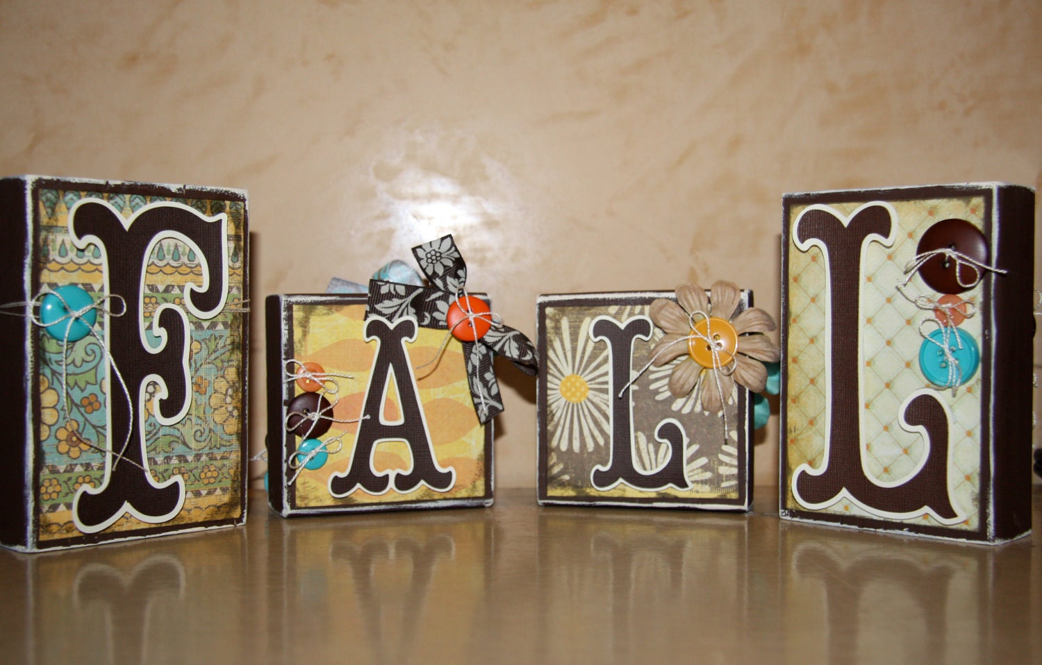 Fall/Harvest/Thanksgiving/Autumn Decor Sign Boutique Blocks FALL & LOVE Dual Vintange Boutique Block Sign