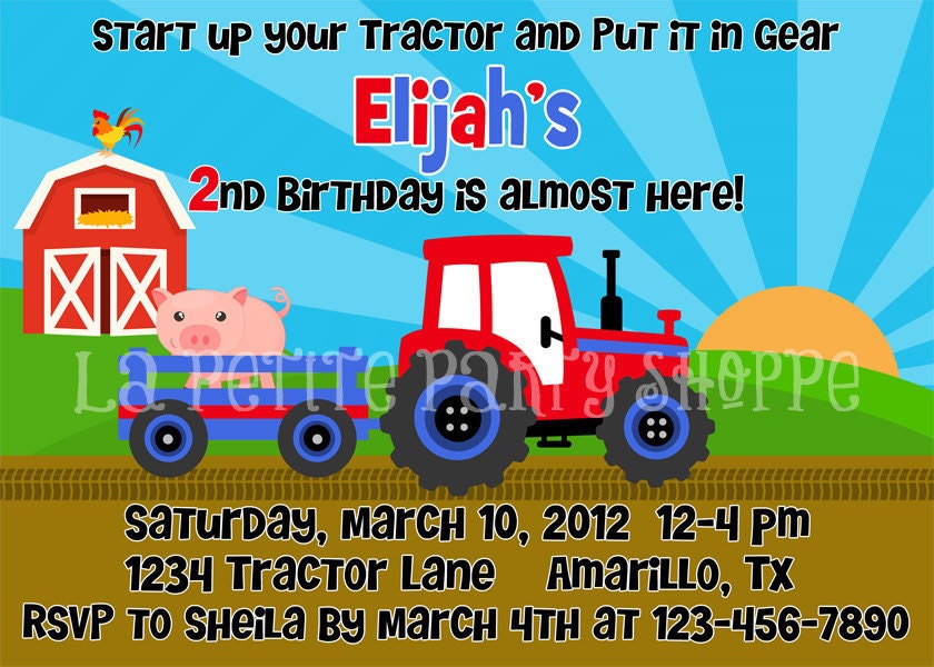 Little Red Tractor Invitation-DIY Print Your Own-Red Tractor Tractor Invitation Design Il_170x135