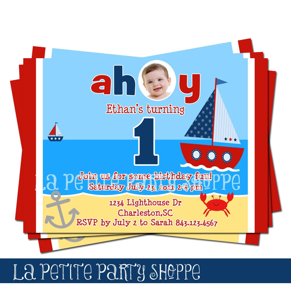 Nautical Printable Birthday Invitation DIY Print Your Own Il_570xn