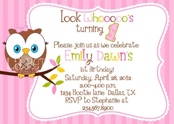 Sweet Little Hoot Owl Printable Invitations for Girls DIY Print Your Own Il_570xn