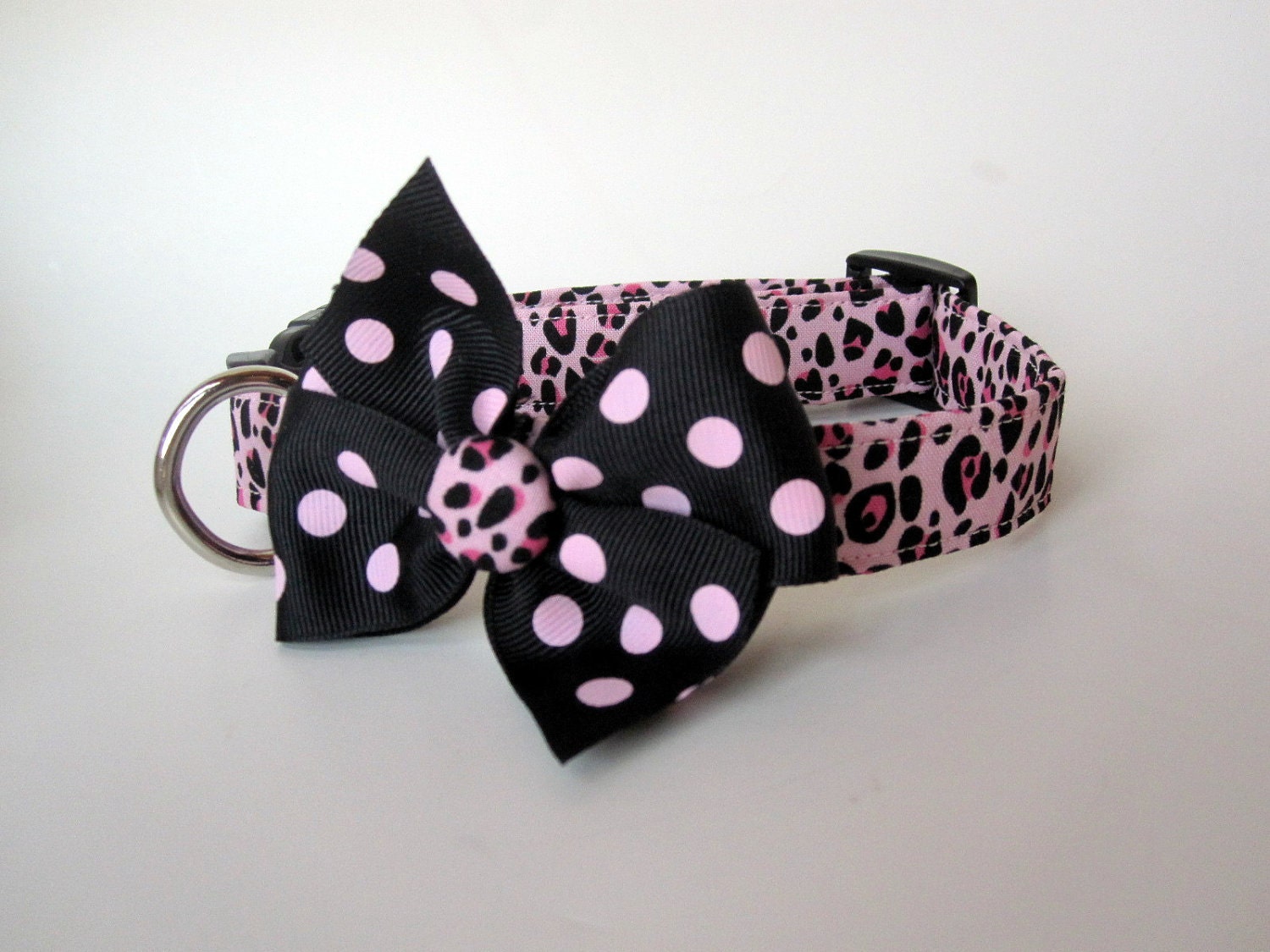 Pink Leopard Dog Collar size Medium