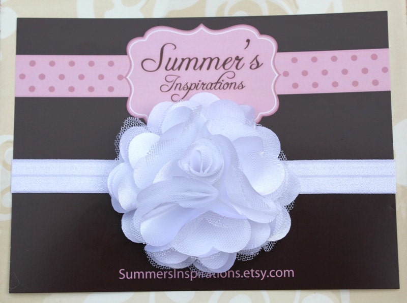 Baby Girl Headband-Newborn Headband-White Christening Headband-Photography Prop