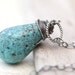 Natural Turquoise Necklace, Wire Wrapped Necklace, Oxidized Sterling Silver Necklace, Long Necklace, Organic Necklace, Rustic