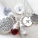 Mothers Necklace, Family Tree Necklace, Hand Stamped Necklace, Personalized Necklace with Three Initials, 3 Gemstones, Wire Wrapped