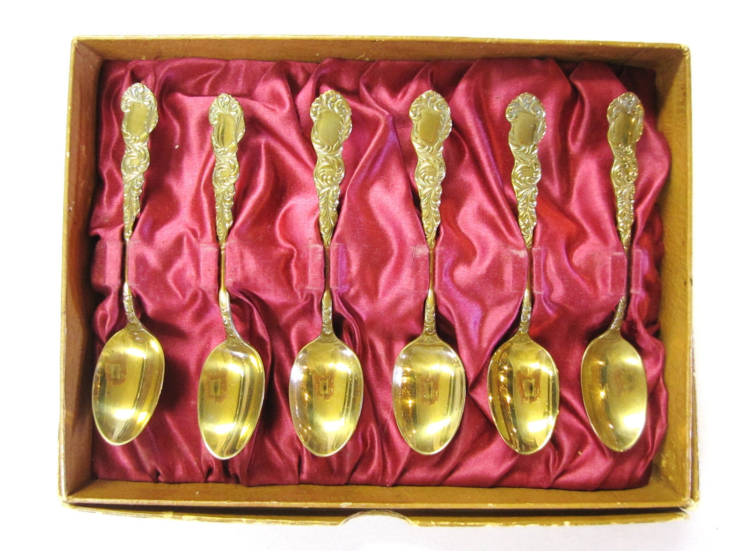 Antique Demitasse Spoons Rare Boxed Set of 6 by Patiquespottery2