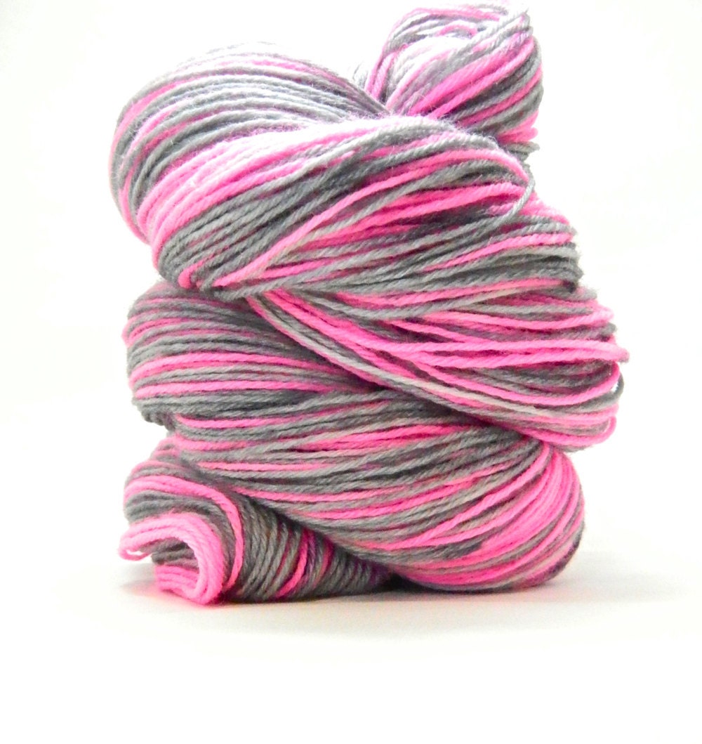 Hand Dyed Yarn - Superwash BFL and Bamboo, Lustre Sock Yarn in Neon Flamingo - Preorder.