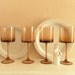 Amber Etched Wine Glasses Mid Century Modern