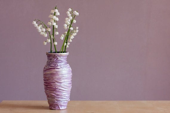 Rhapsody Purple Wrinkle Vase hand painted in Purple, Wedding Table Decor, Gift for her, Valentines day gift ohtteam