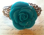 Turquoise Bangle Bracelet- Vintage and Steampunk Inspired