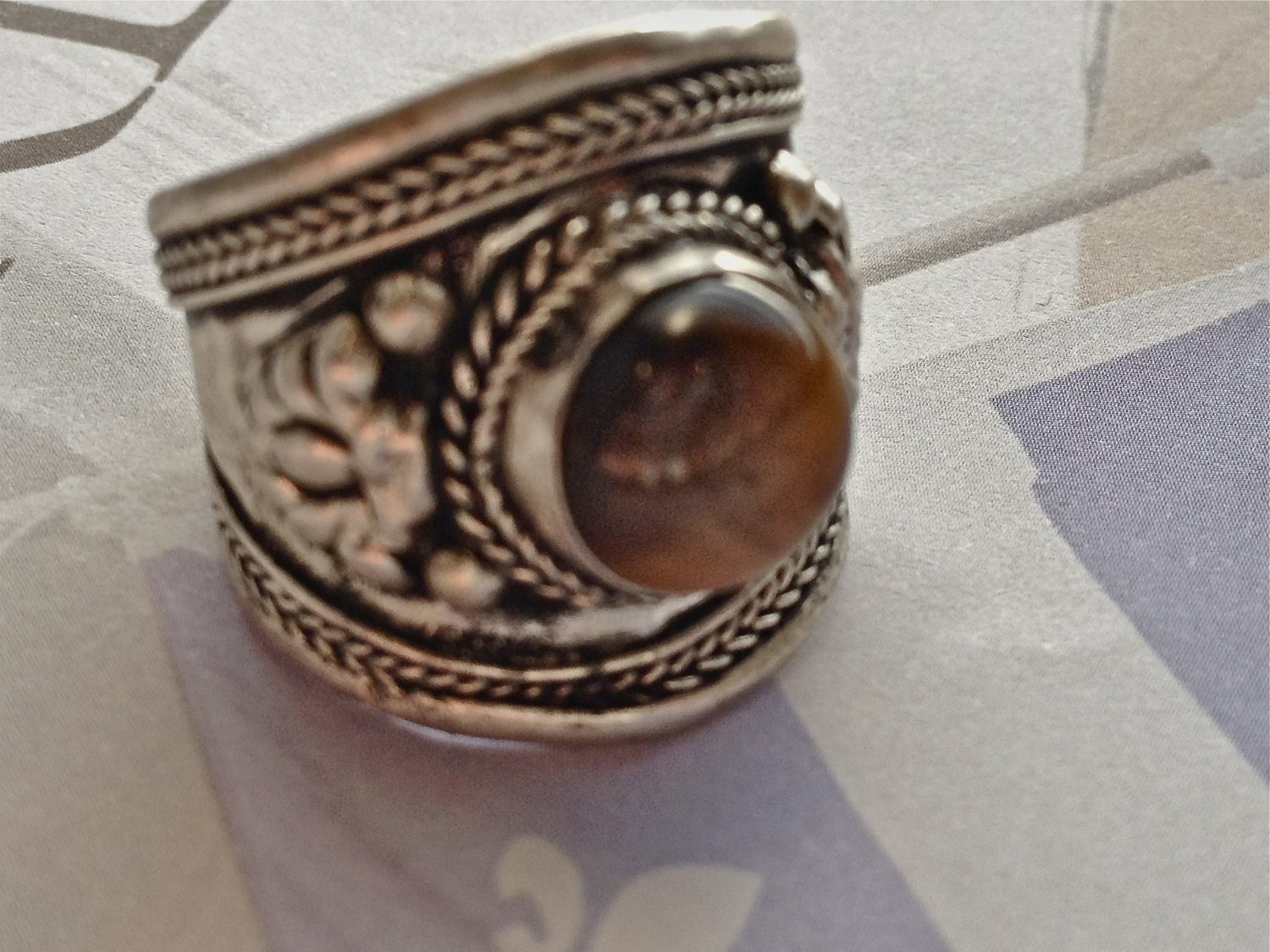 Reserved for customer Bar- Jewelry Ring Mens Vintage Tibetan Silver Tigers Eye Adjustable Dorje Amulet Ring Handcrafted in Nepal