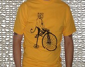 Mens Tiger on a Bike T Shirt - American Apparel Tshirt - XS S M L XL and XXL (28 Color Options)