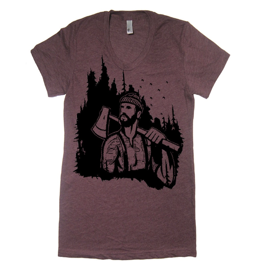 Womens Lumberjack Forest T Shirt - American Apparel Tshirt - S M L XL (20 Color Options)