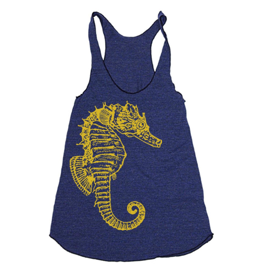 Womens SEAHORSE Tri-Blend Racerback Tank - American Apparel tanktop shirt - XS, S, M, and L (9 Color Options)