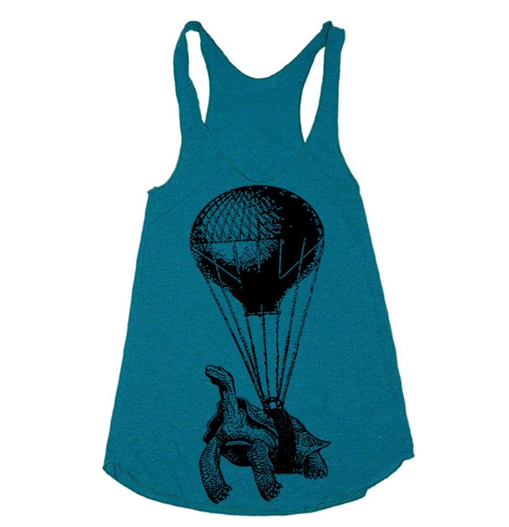 Womens Flying Turtle Tri-Blend Racerback Tank - American Apparel tanktop shirt - XS, S, M, and L (9 Color Options)
