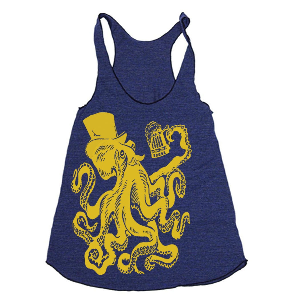 Womens  Otto The Octopus Tri-Blend Racerback Tank - american apparel tanktop shirt - XS, S, M, and L (9 Color Options)