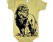 Baby LION Professor Onesie Boy Bodysuit - American Apparel - 3-6m, 6-12m, 12-18m, 18-24m, (7 Color Options)