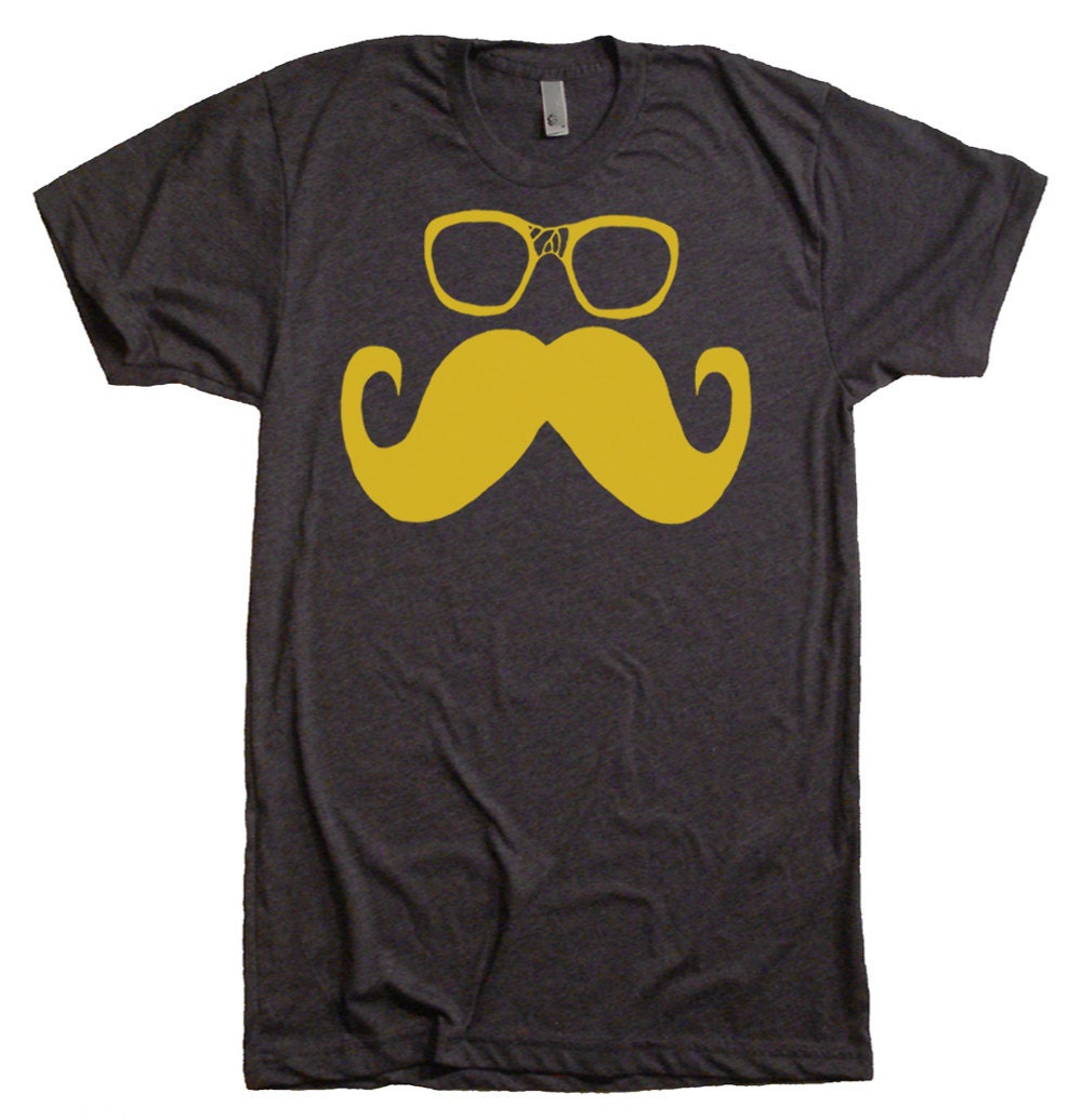 Mens Mustache Wayfarer Glasses Funny T Shirt - American Apparel Tshirt - S, M, L, XL, and XXL (28 Color Options)