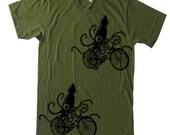 Mens Squids Riding Bikes T Shirt - American Apparel Tshirt - XS S M L XL and XXL (28 Color Options)
