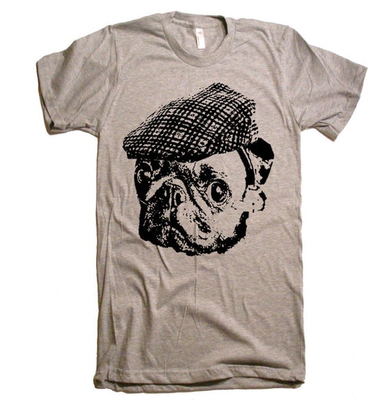 Mens Pug Hooligan T Shirt - American Apparel Tshirt - XS S M L XL and XXL (28 Color Options)
