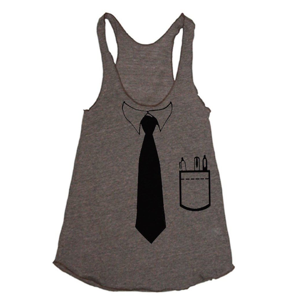 Womens BUSINESS TIE Tri-Blend Racerback Tank - american apparel tanktop shirt - XS, S, M, and L (9 Color Options)