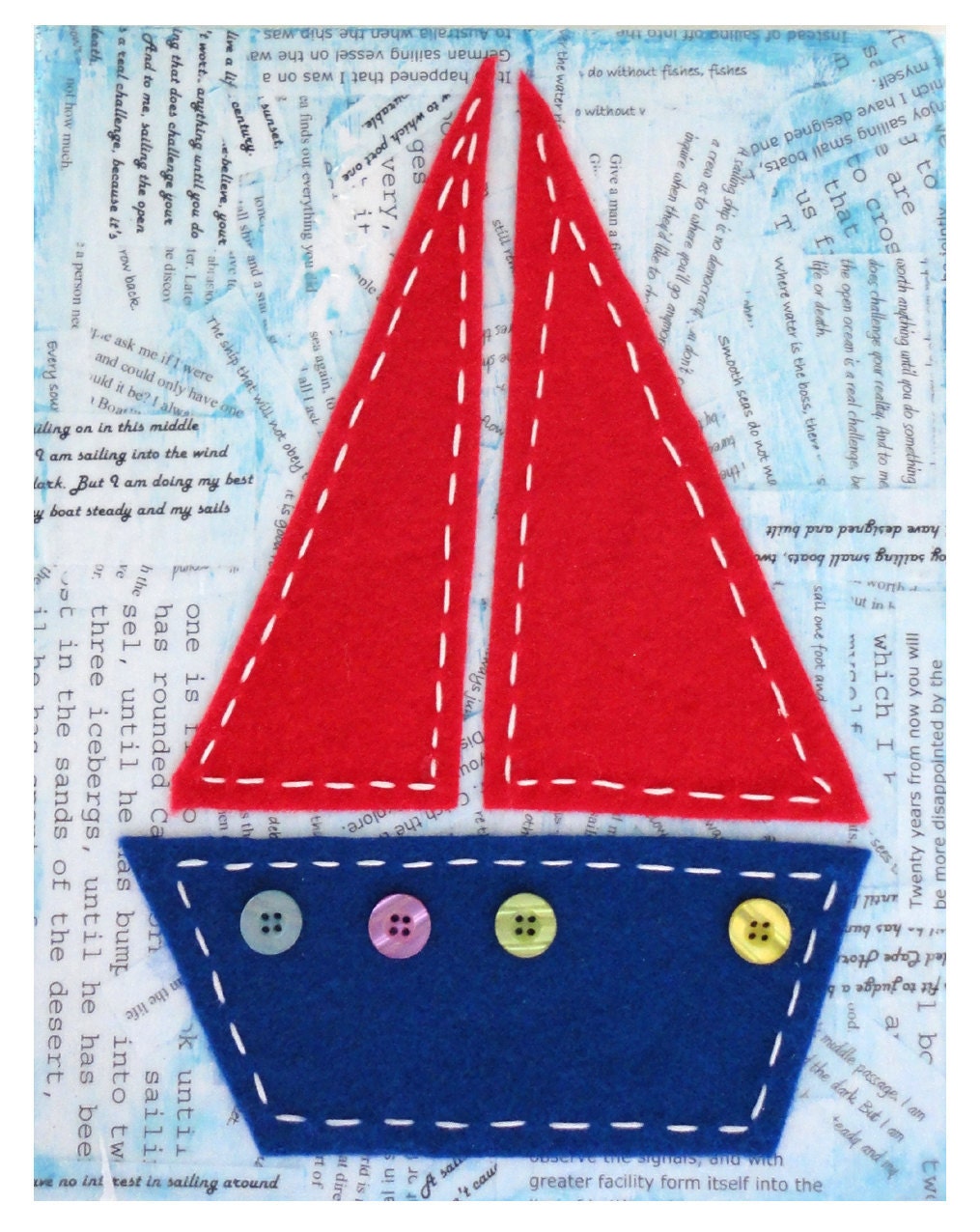 SALE 25% OFF.......We Are Sailing: Felt Wall Hanging. Unique, Original & Beautiful.