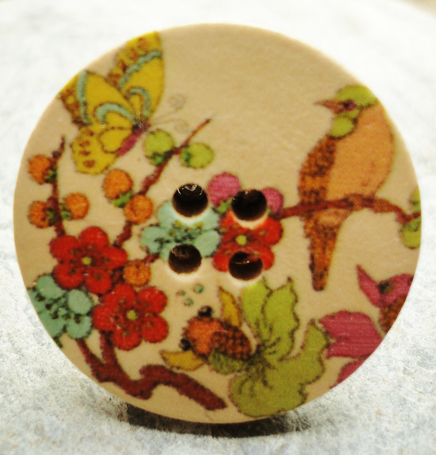 Wooden Button Ring - Simply Nature - Beautiful, Bright and Floral - Original